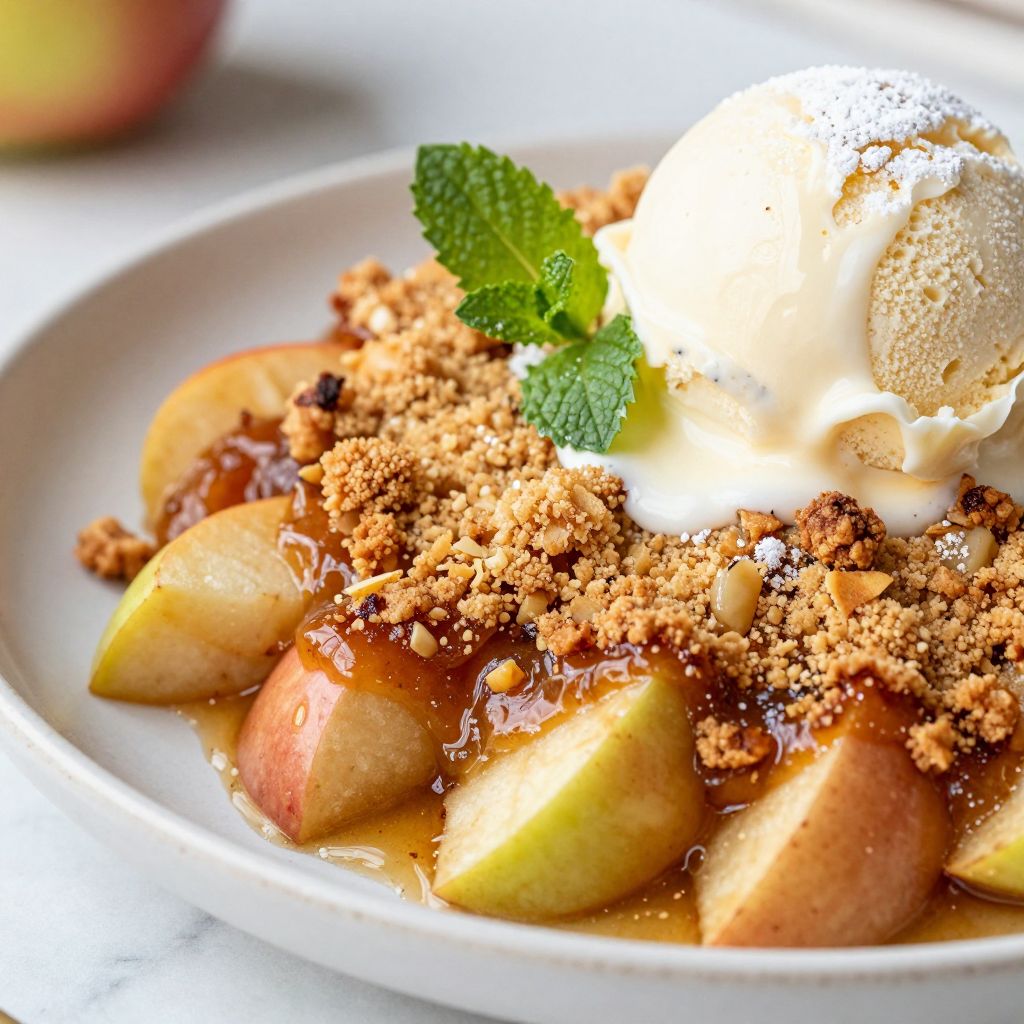Apple crisp in baking dish