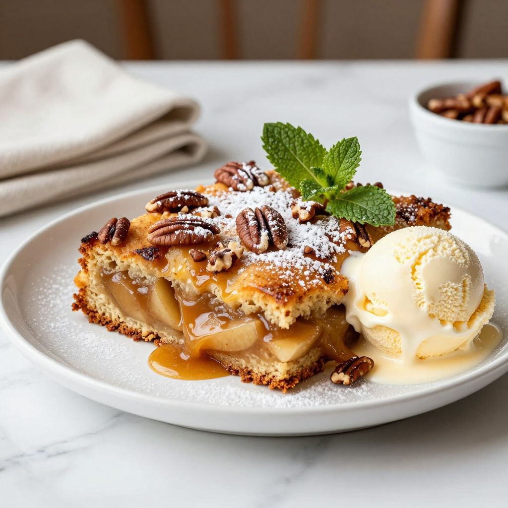 Apple dump cake served