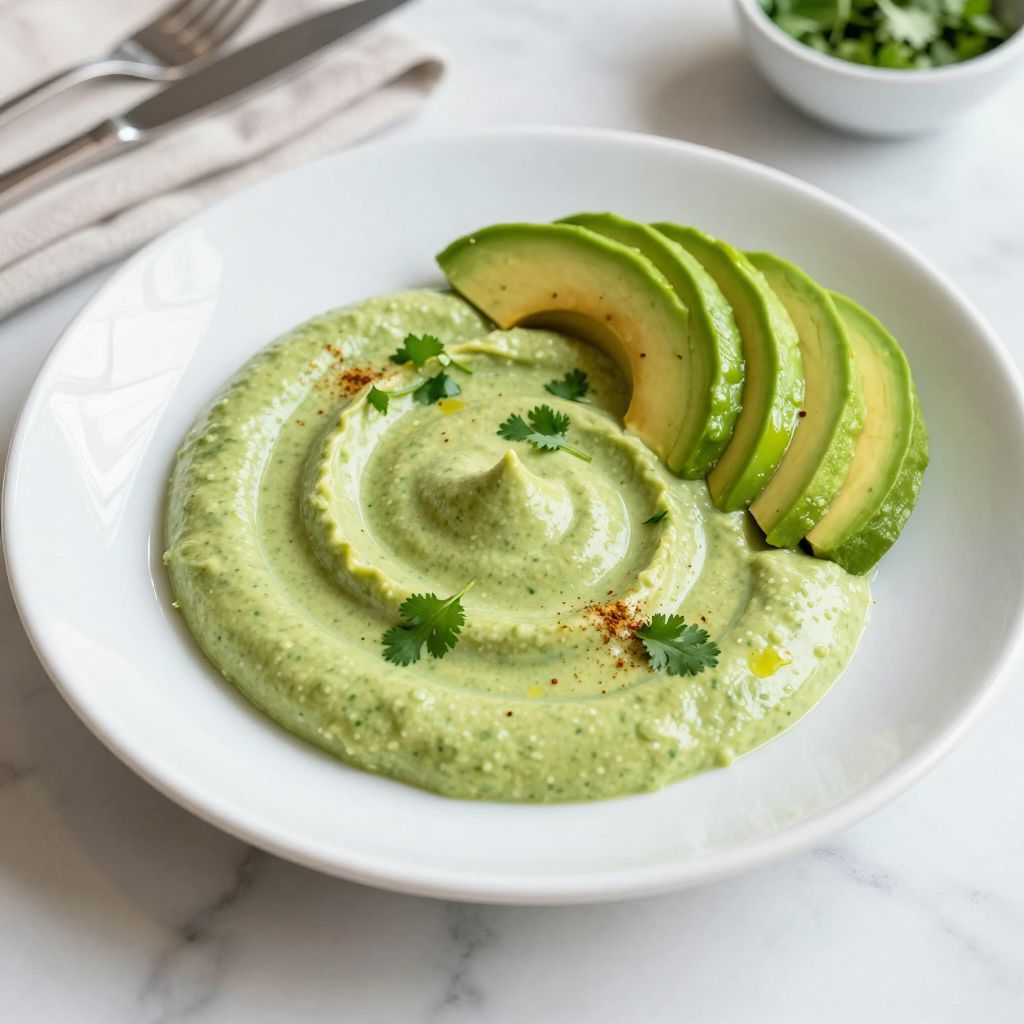 Avocado crema drizzled on tacos