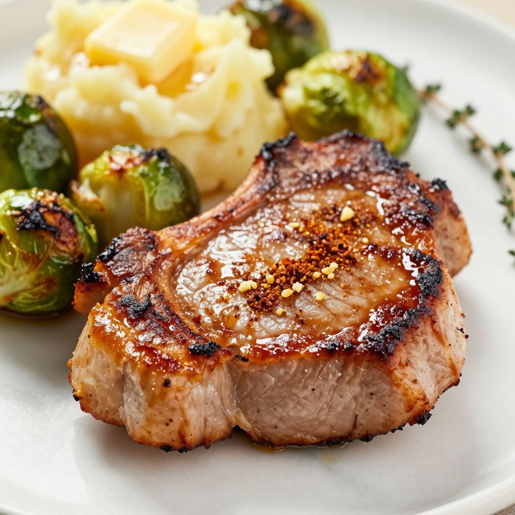 Baked pork chops on a sheet pan