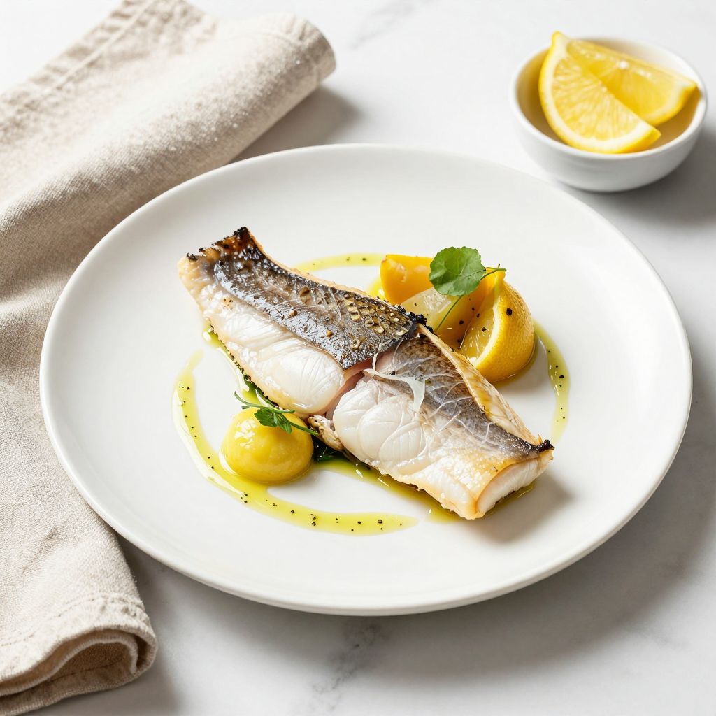 Branzino fillet served