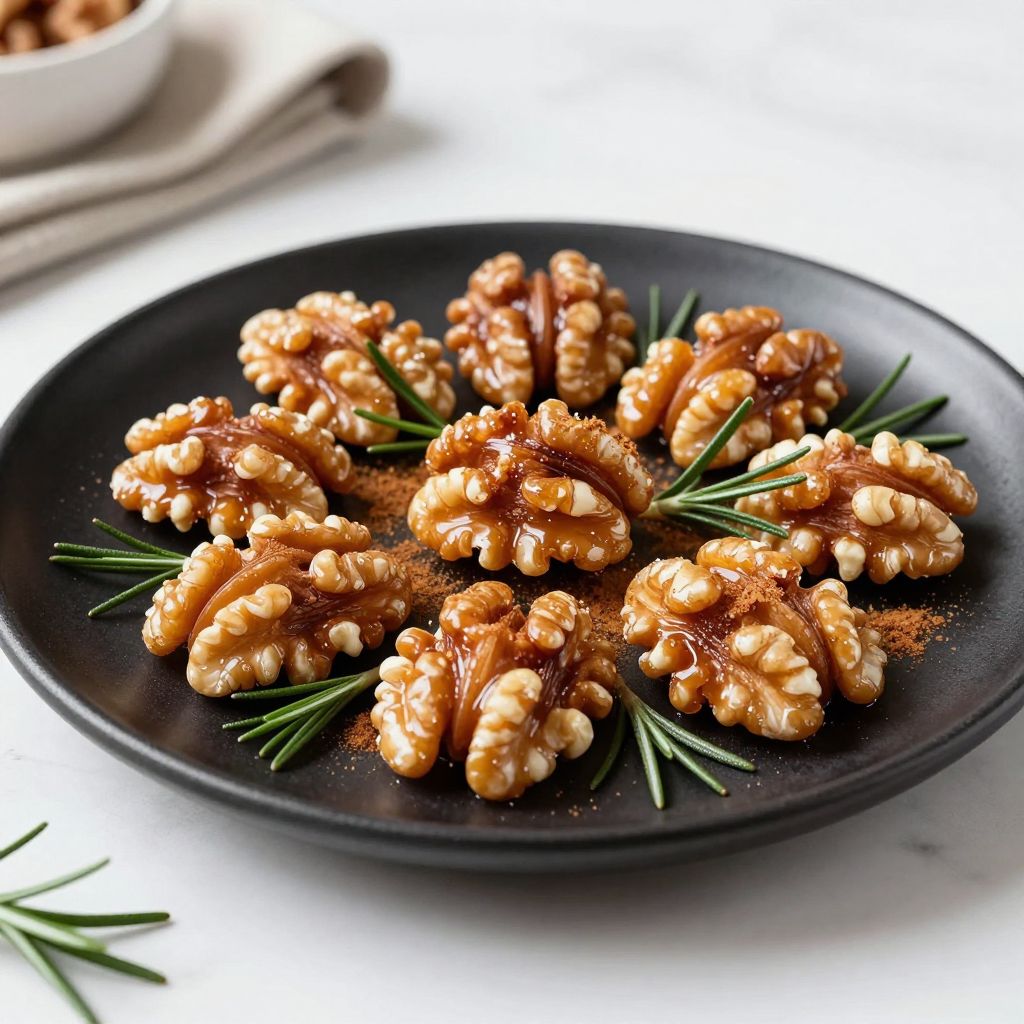 Candied walnuts close-up