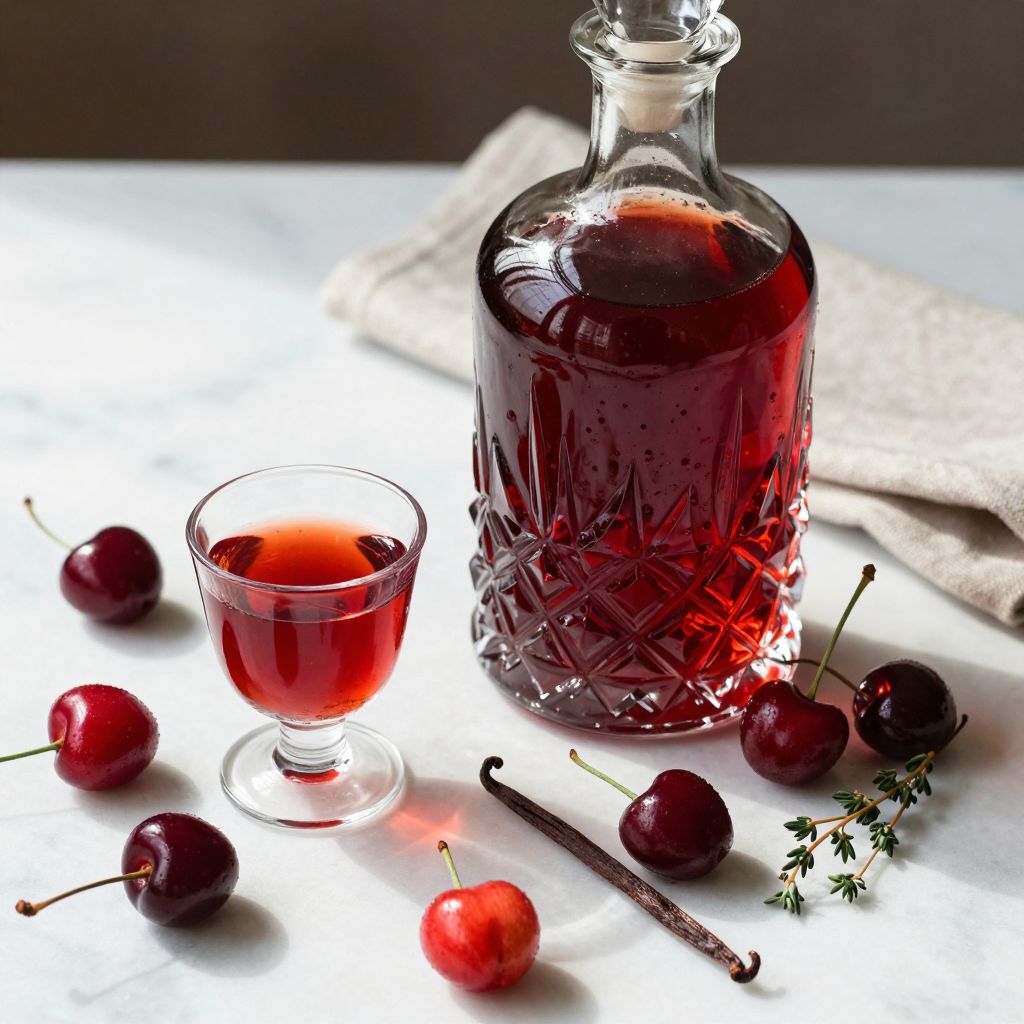 Homemade Cherry Bounce in bottles