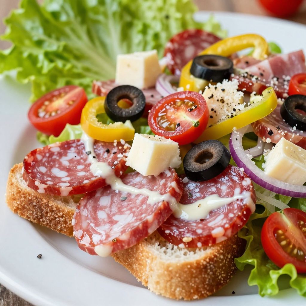 Chopped Italian sandwich salad in a bowl