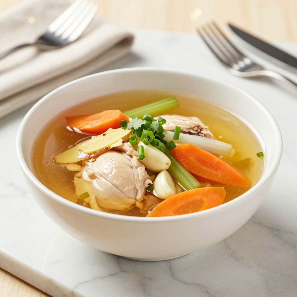 Clear soup served