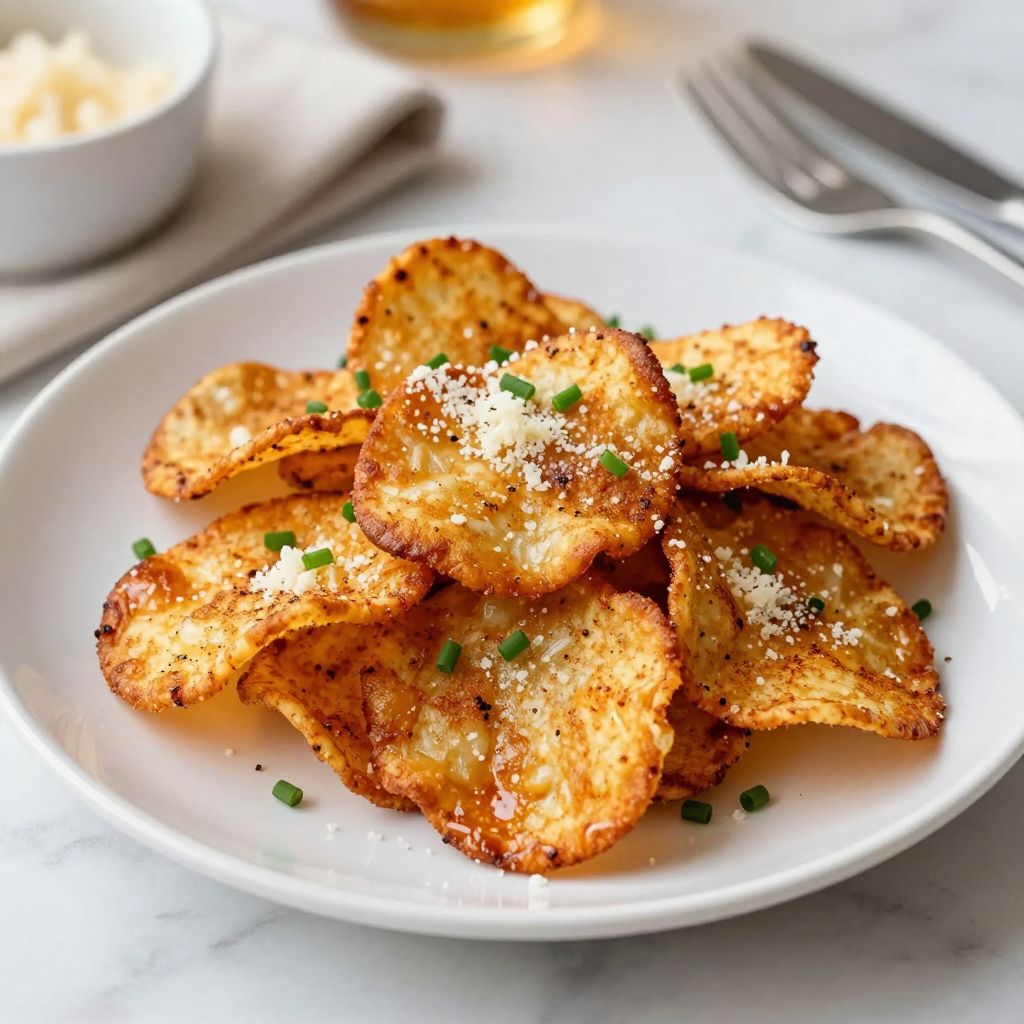 Cottage cheese chips served and ready to eat
