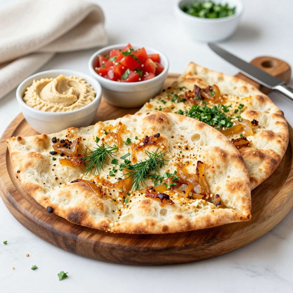 Cottage cheese flatbread serving suggestion