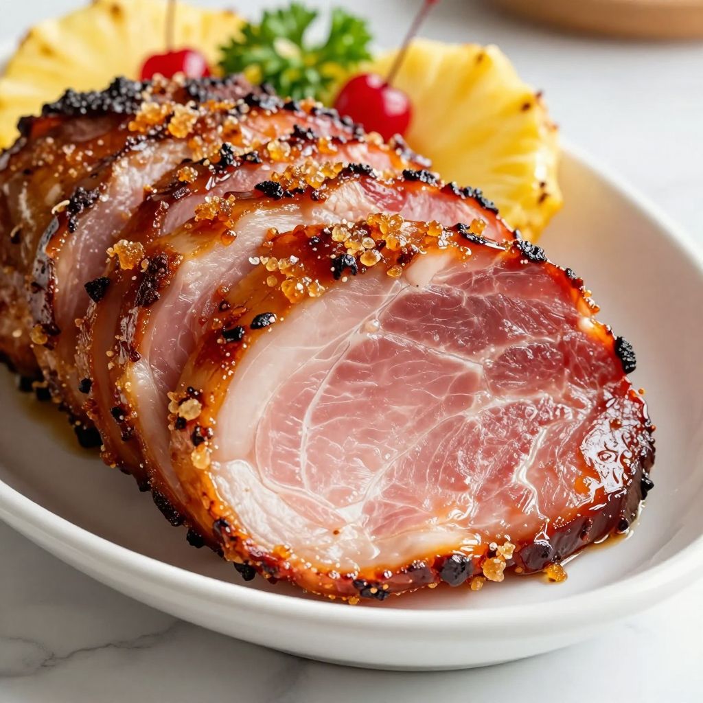 Crockpot ham in slow cooker with glaze