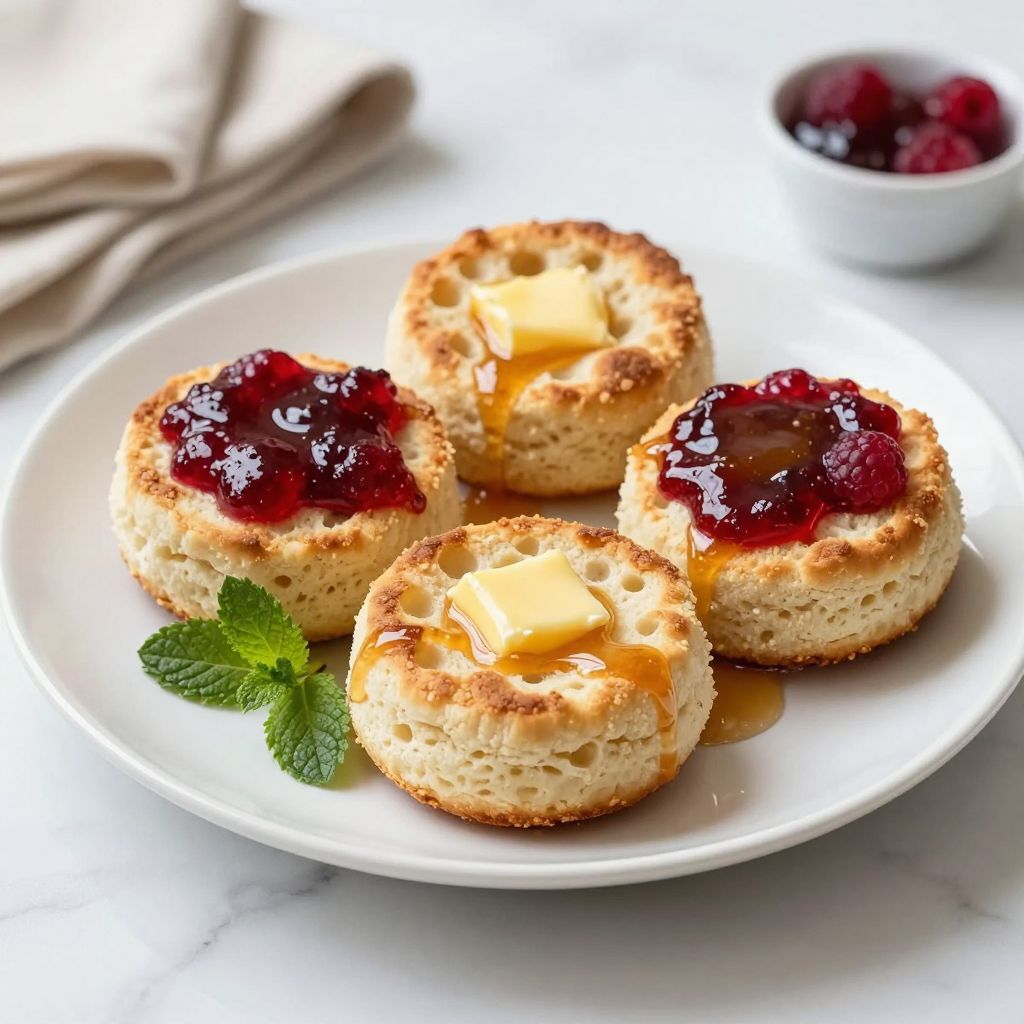 Homemade crumpets served warm with butter