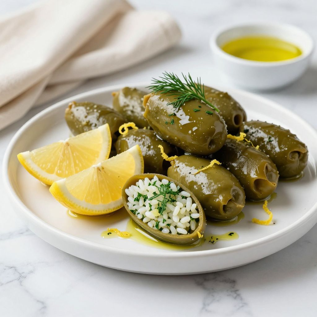 Plated dolmades