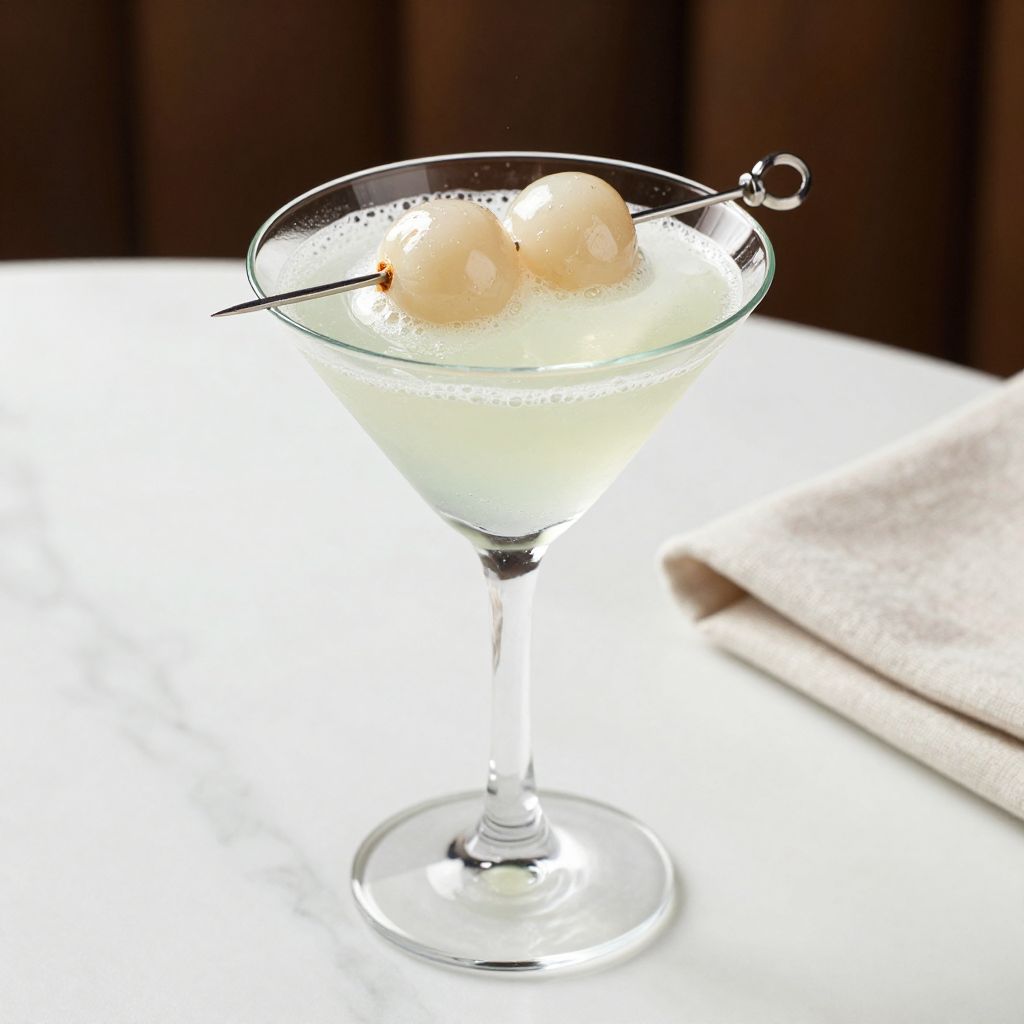 Lychee martini served