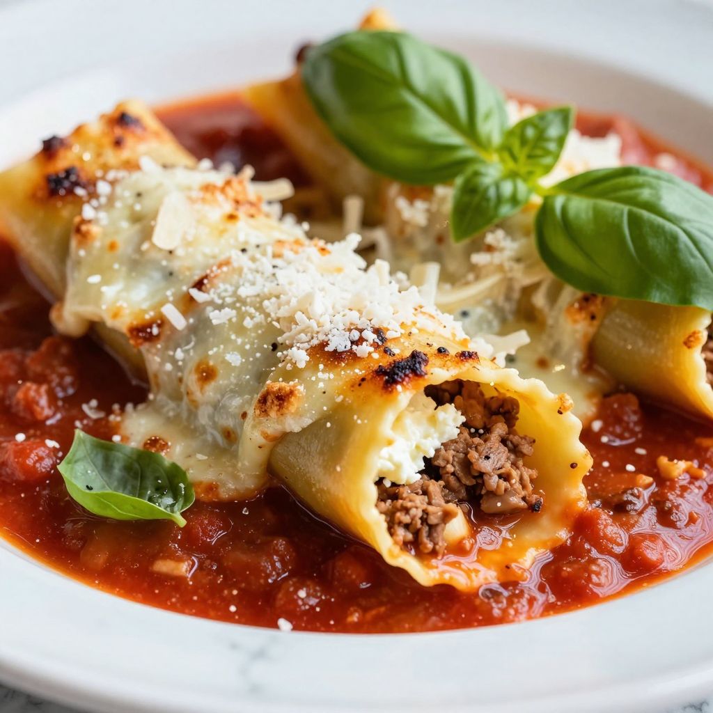 Manicotti with meat step-by-step