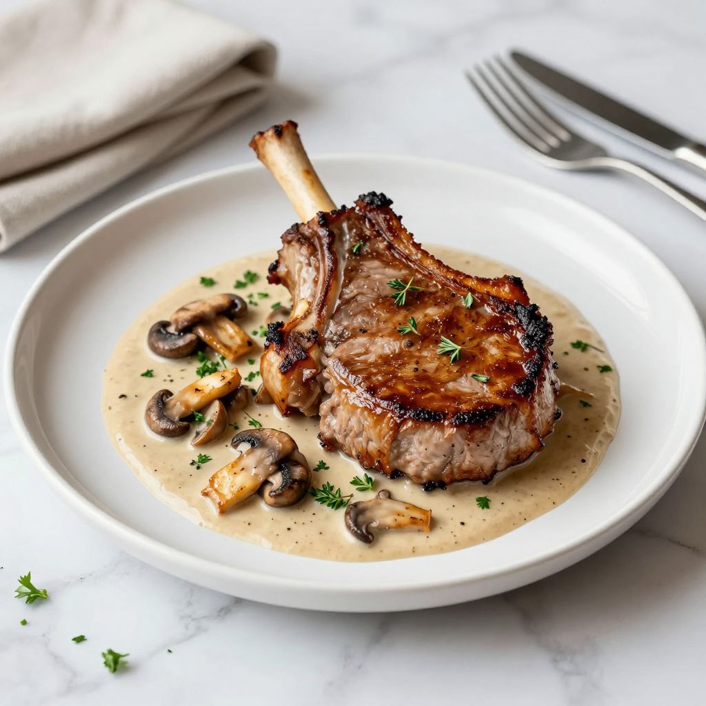 Pork Chop Supreme with creamy mushroom sauce