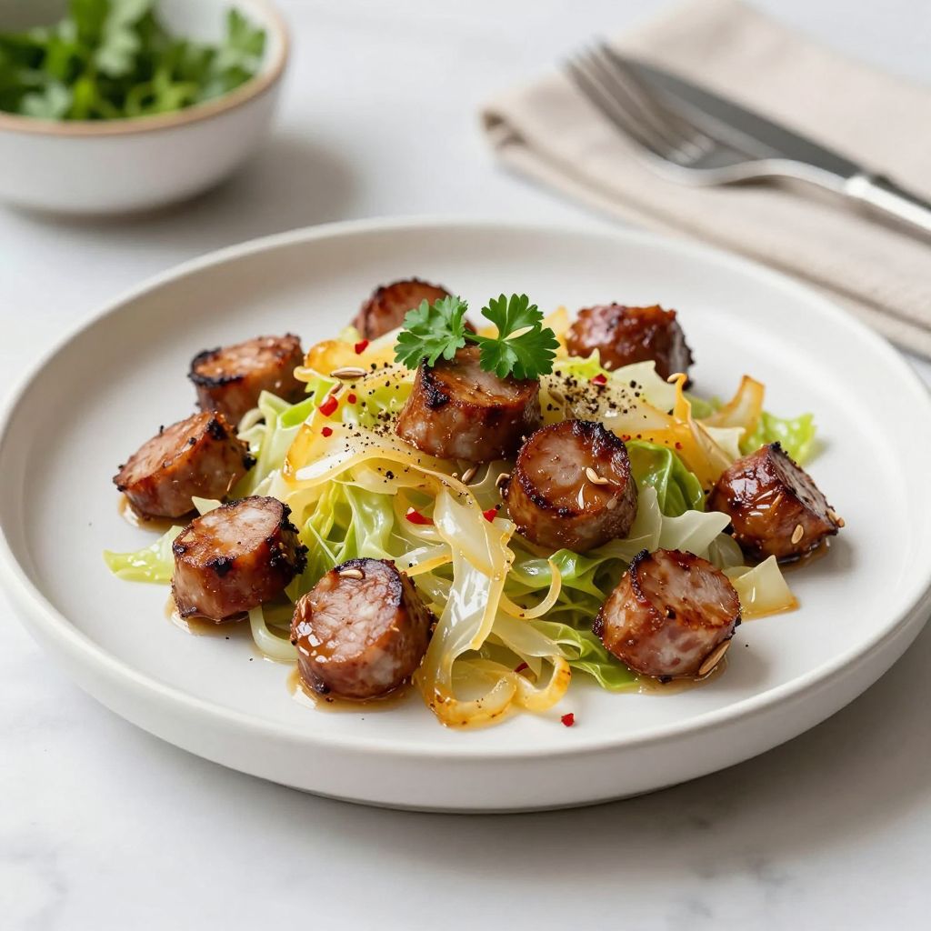 Served Sausage and Cabbage Dish