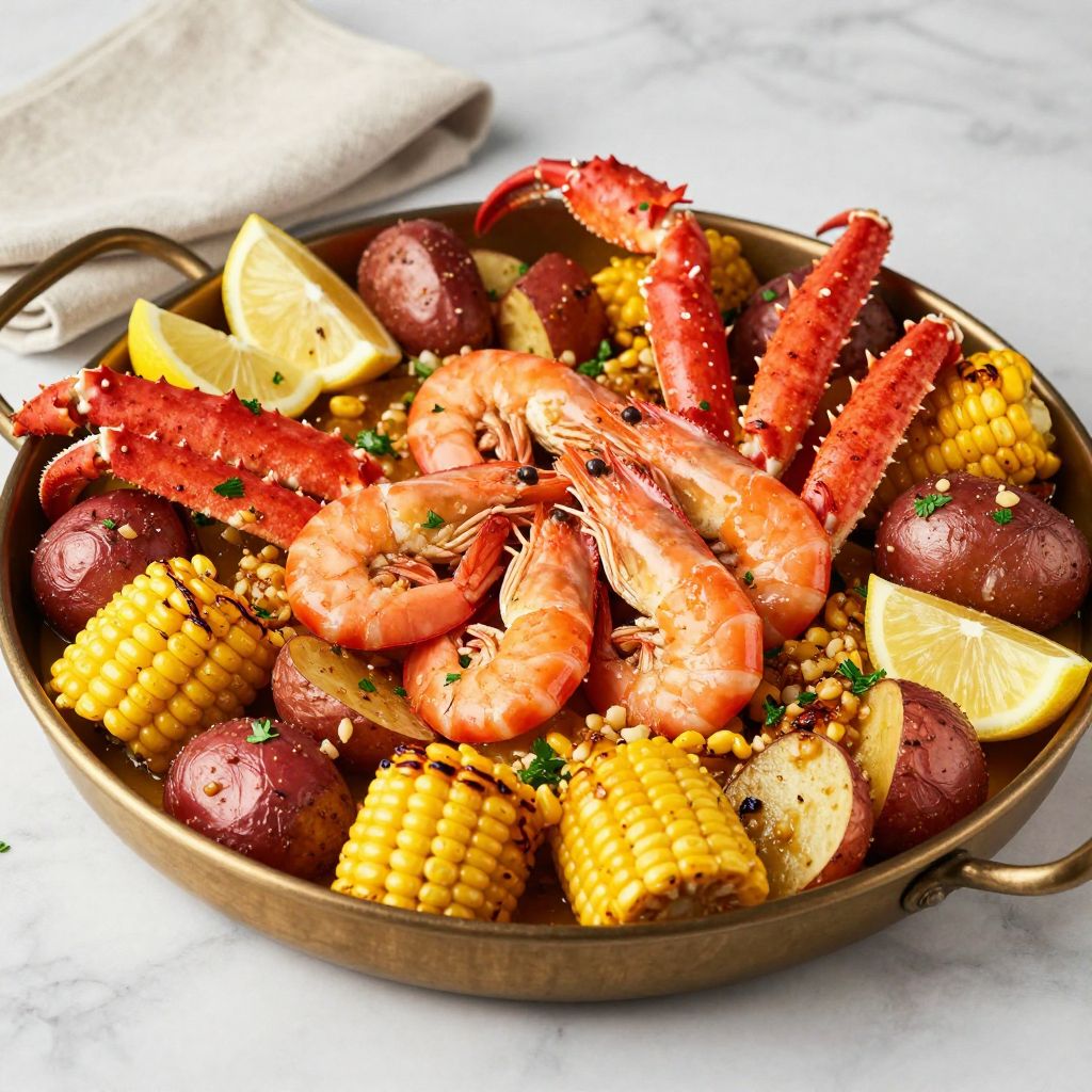 Seafood boil sauce served with seafood