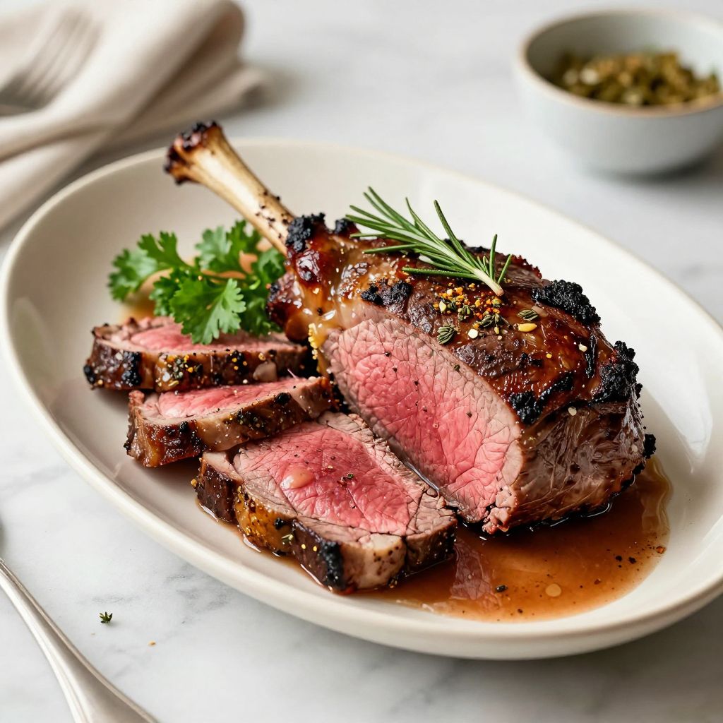 Sliced sirloin tip roast