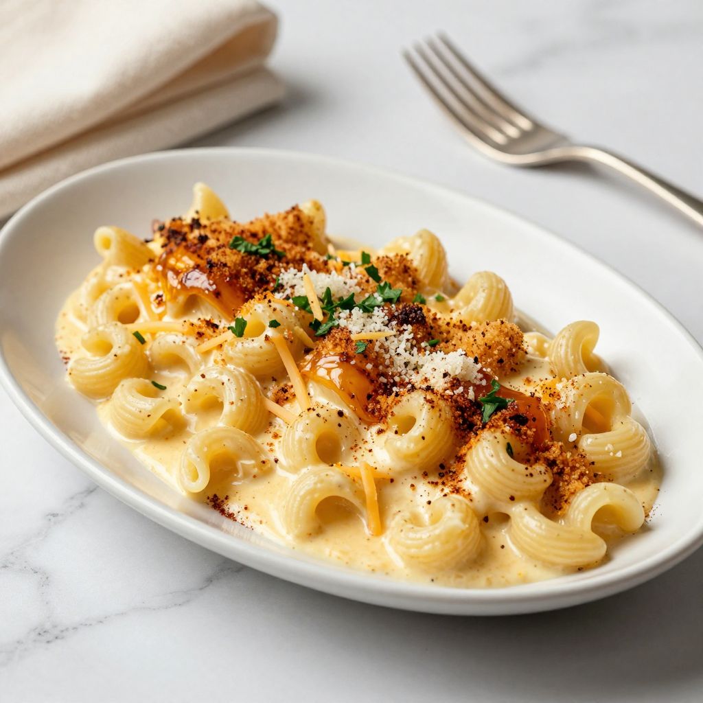 Finished smoked mac and cheese