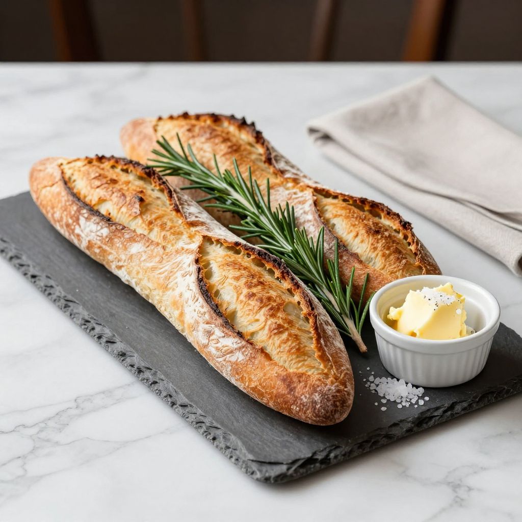 Fresh baked sourdough baguettes