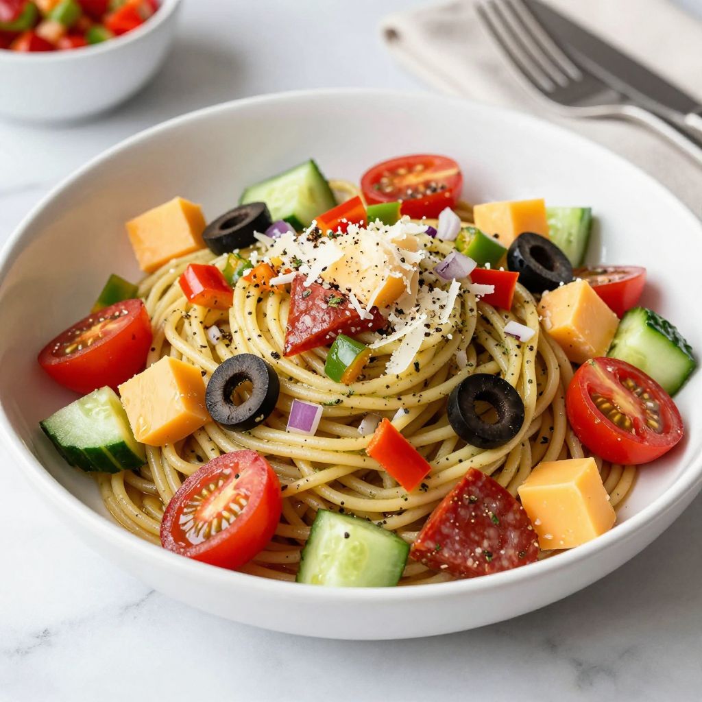 Spaghetti salad served