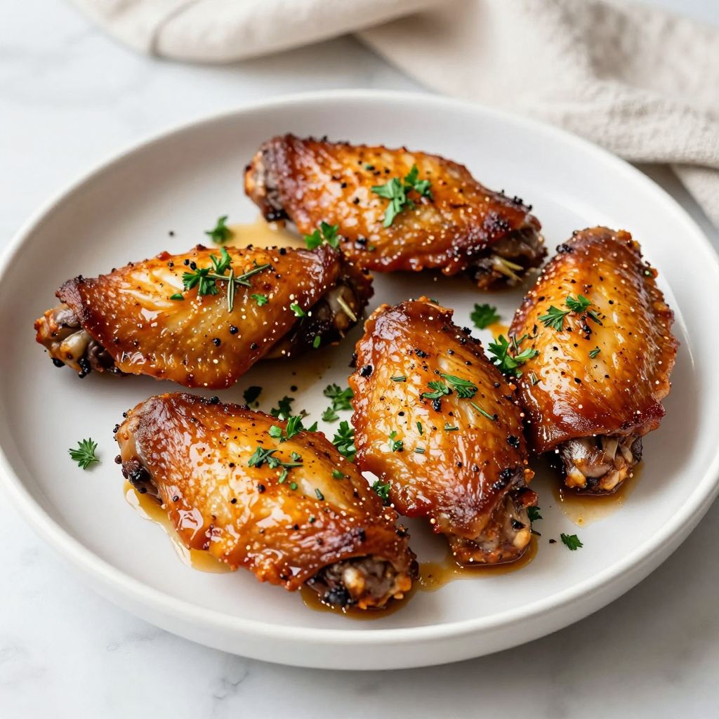 Herb-roasted turkey wings ready to serve