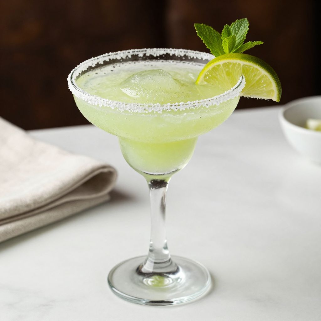 Virgin margarita mocktail with salted rim