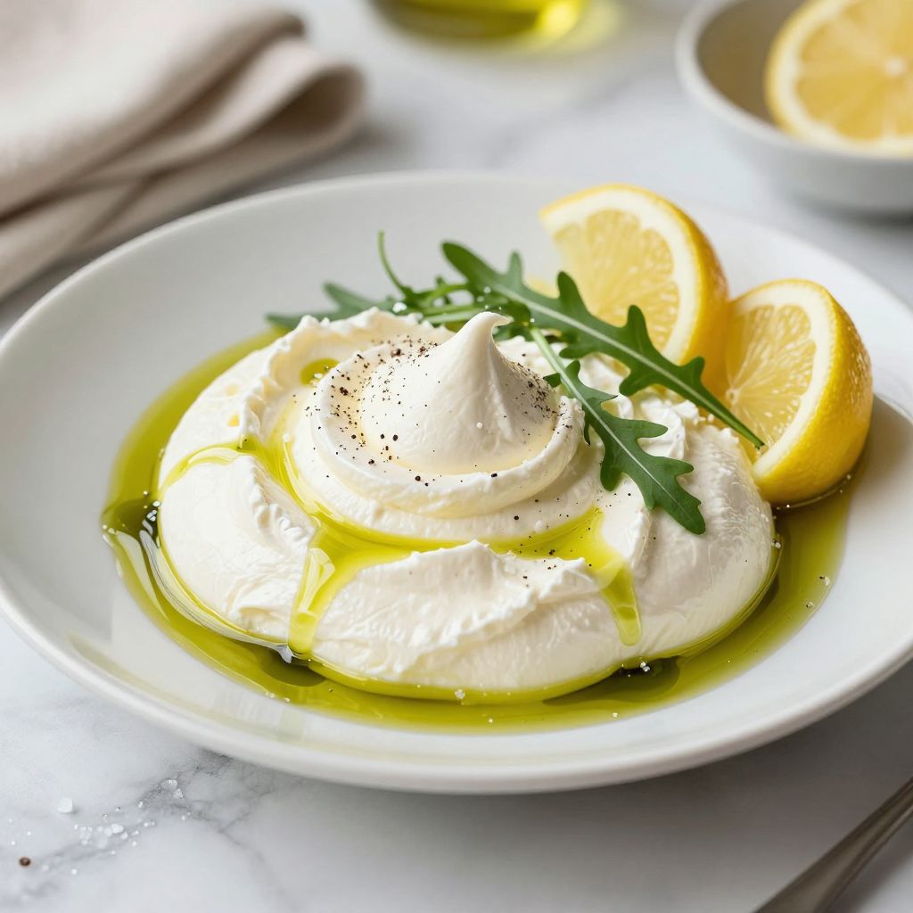 Whipped ricotta served and ready for toppings