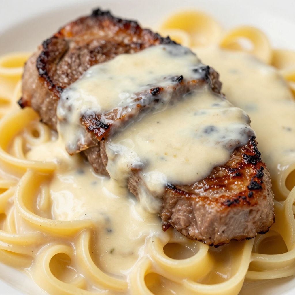 Steak Alfredo Preparation