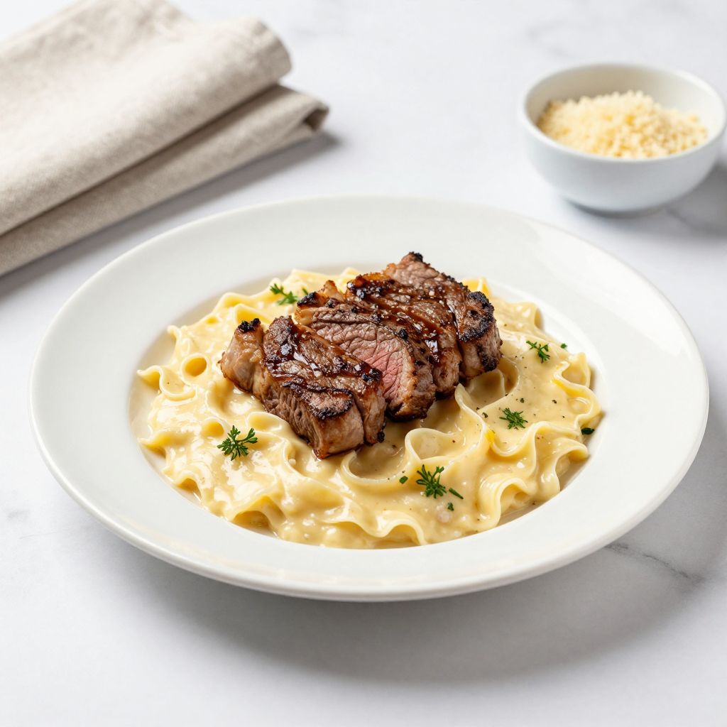 Steak Alfredo Finished Dish